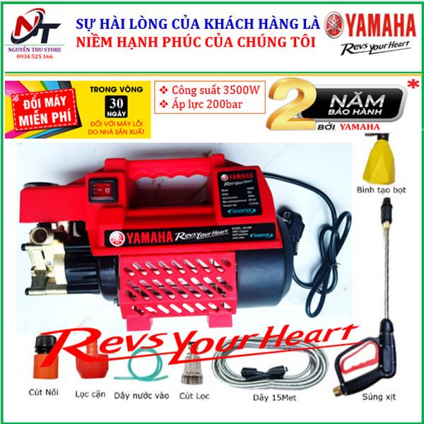 Máy rửa xe YAMAHA có chỉnh áp, công suất 3500W, máy xịt áp lực cao.