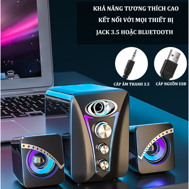 Loa vi tính bluetooth để bàn công suất lớn gaming A30 nghe nhạc super bass đèn led RGP kết nối PC, lap top, điện thoại