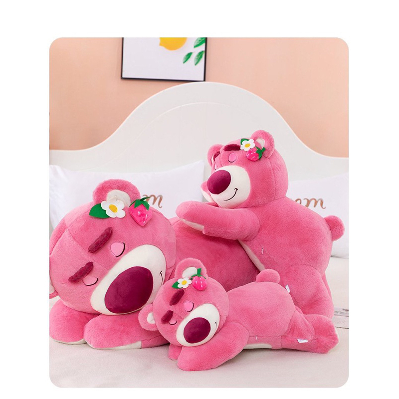 Gấu Bông Tai Dâu Lotso, Gấu Lotso Nằm Ngủ Dễ Thương Cao Cấp đủ size 40cm