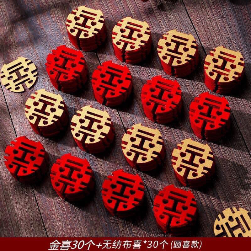 combo 50 cái chữ hỷ trang trí vào quả cau trầu