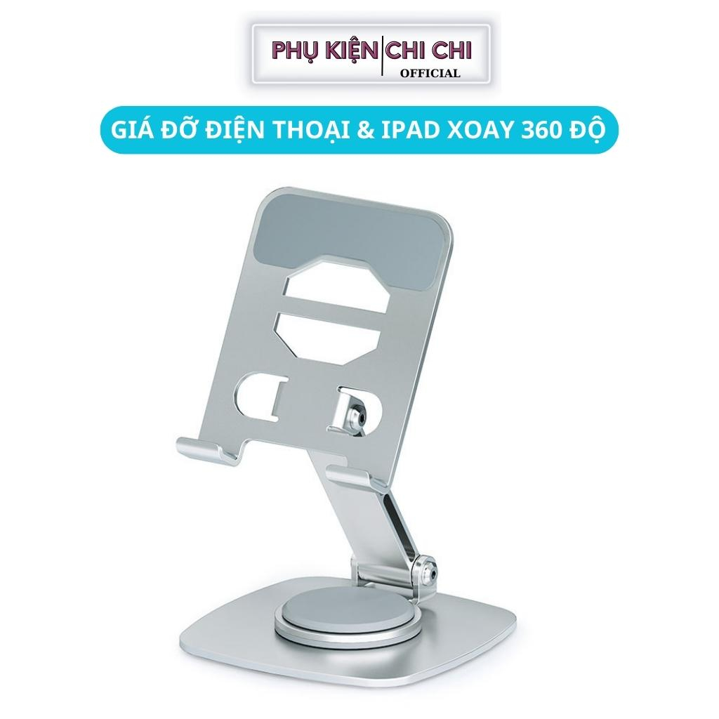 Chân Giá Đỡ Điện Thoại Máy Tính Bảng Gấp Gọn Để Bàn Xoay 360 Độ Tiện Lợi Bằng Kim Loại Nhôm