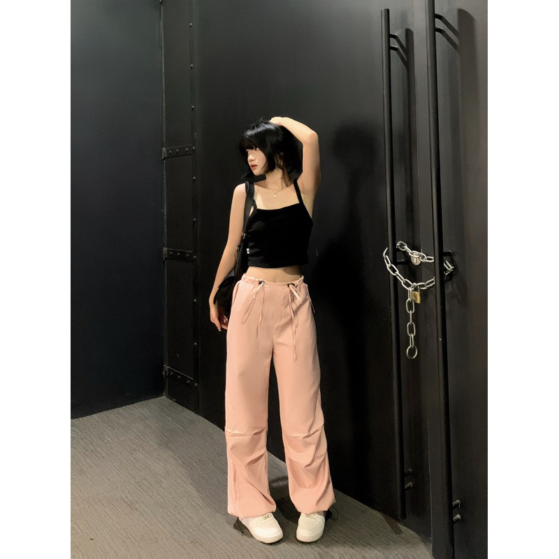 Quần Jogger Trơn Nhún chất liệu mềm mịn lưng dây rút mặc thoải mái brand Calem.Club