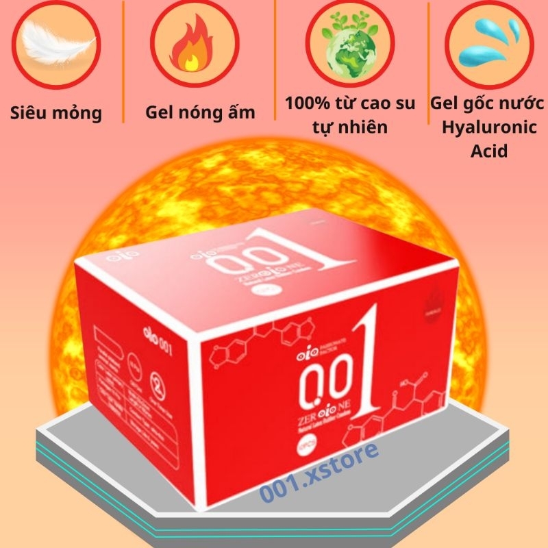 Bao cao su siêu mỏng 001 OiO nhiều gel bôi trơn kéo dài thời gian bcs chống xuất tinh sớm OLO