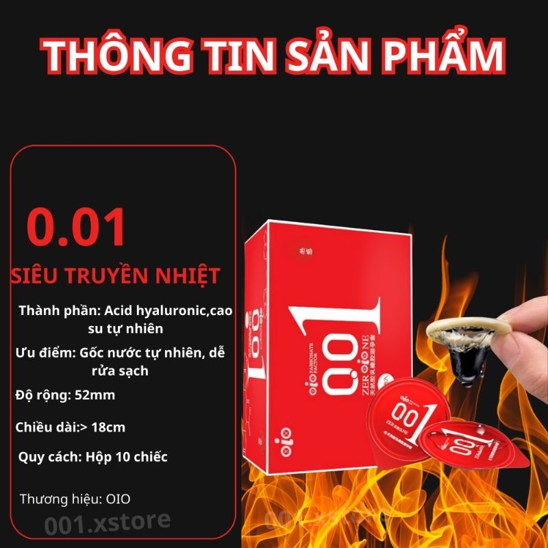 Bao cao su siêu mỏng 001 OiO nhiều gel bôi trơn kéo dài thời gian bcs chống xuất tinh sớm OLO