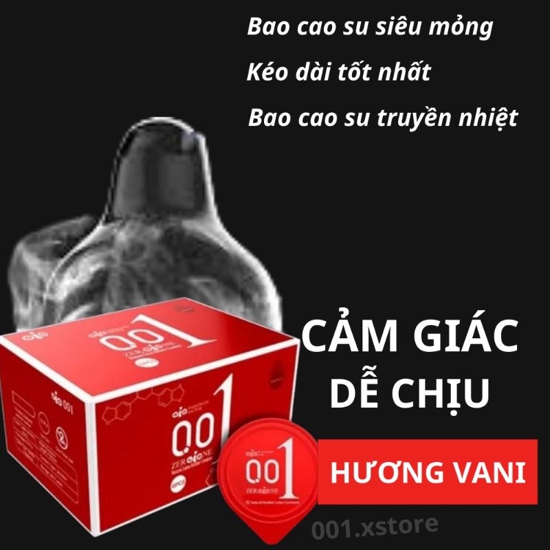 Bao cao su siêu mỏng 001 OiO nhiều gel bôi trơn kéo dài thời gian bcs chống xuất tinh sớm OLO