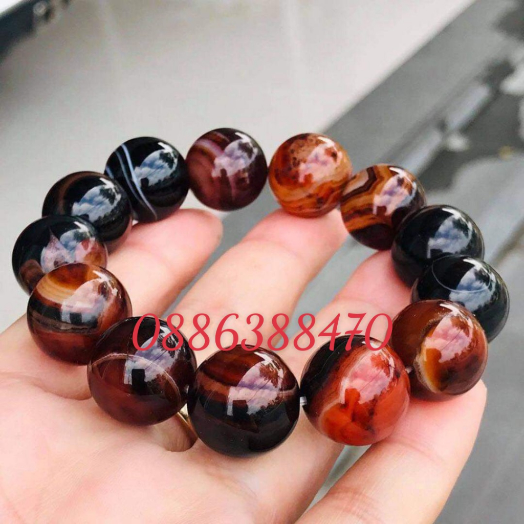 vòng đeo tay đá mã não đỏ nâu