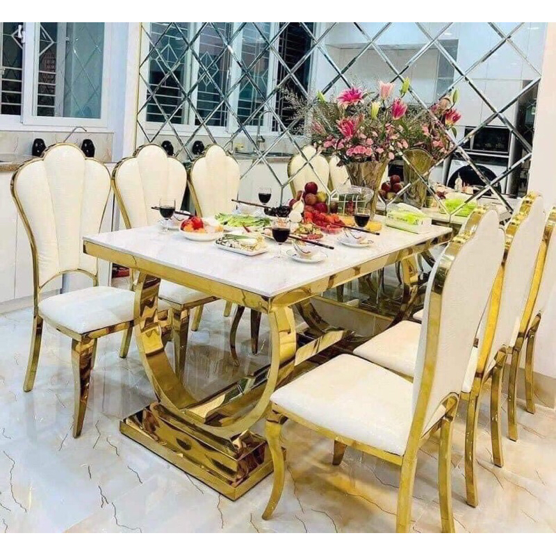 BÀN ĂN MẶT ĐÁ CHÂN ĐẾ THÁP NHẬP KHẨU