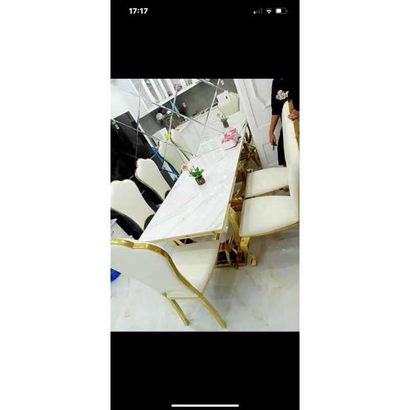 BÀN ĂN MẶT ĐÁ CHÂN ĐẾ THÁP NHẬP KHẨU