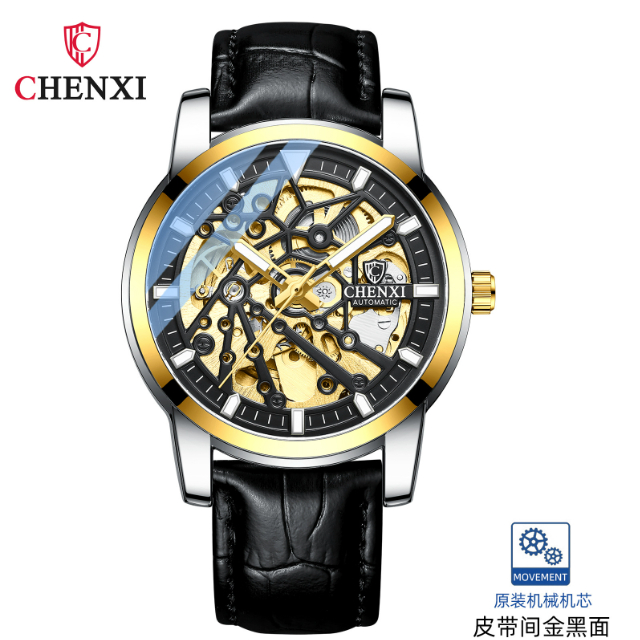 Đồng hồ cơ nam Chenxi 8812 automatic, đồng hồ cơ dây da lộ cơ nam mặt kính sapphire - One Time Store