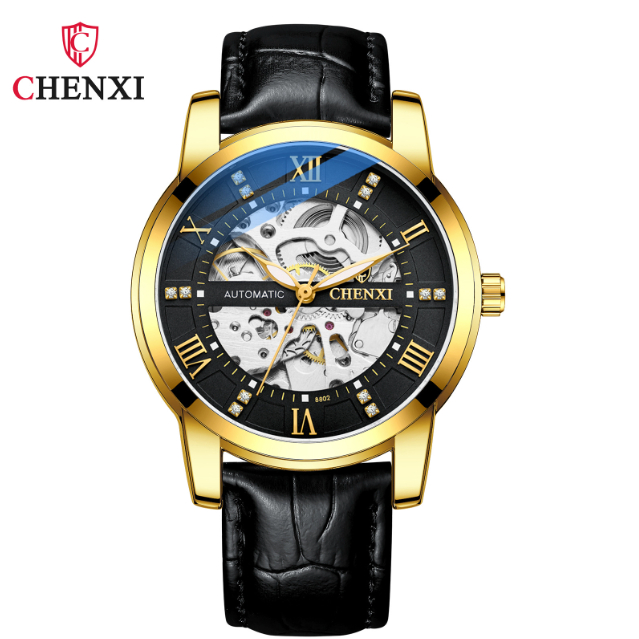 Đồng hồ cơ nam Chenxi 8802 automatic, đồng hồ cơ dây da lộ cơ nam mặt kính sapphire - One Time Store