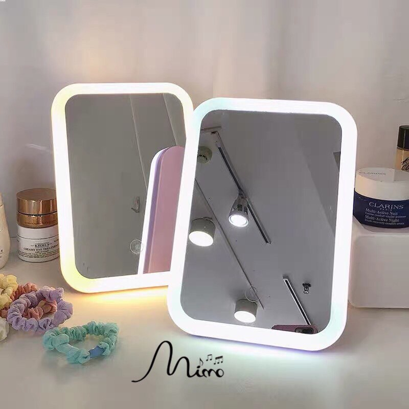 Gương để bàn đèn LED Gương cảm ứng để bàn trang điểm ， gương có 3 chế độ sáng