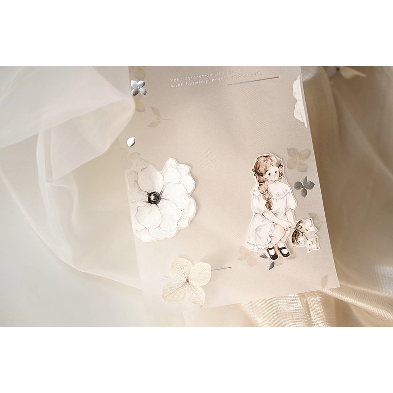 Meohime 𓃠 Hãng Freckles Tea - Set 5 tờ note giấy can có nhũ trang trí sổ journal