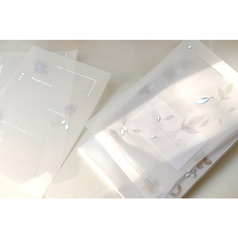 Meohime 𓃠 Hãng Freckles Tea - Set 5 tờ note giấy can có nhũ trang trí sổ journal