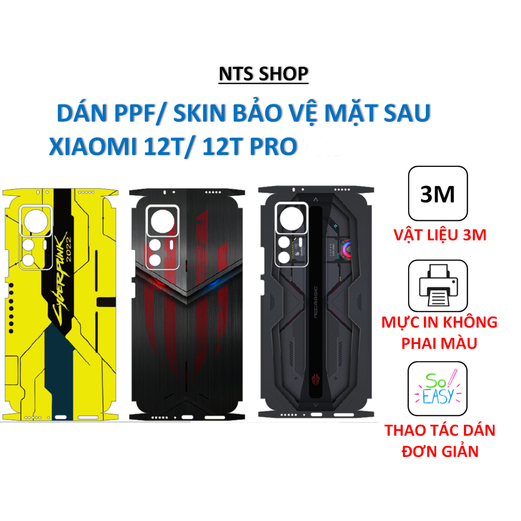 Dán skin full (lưng+viền) bảo vệ mặt sau smartphone Xiaomi 12T/12T Pro