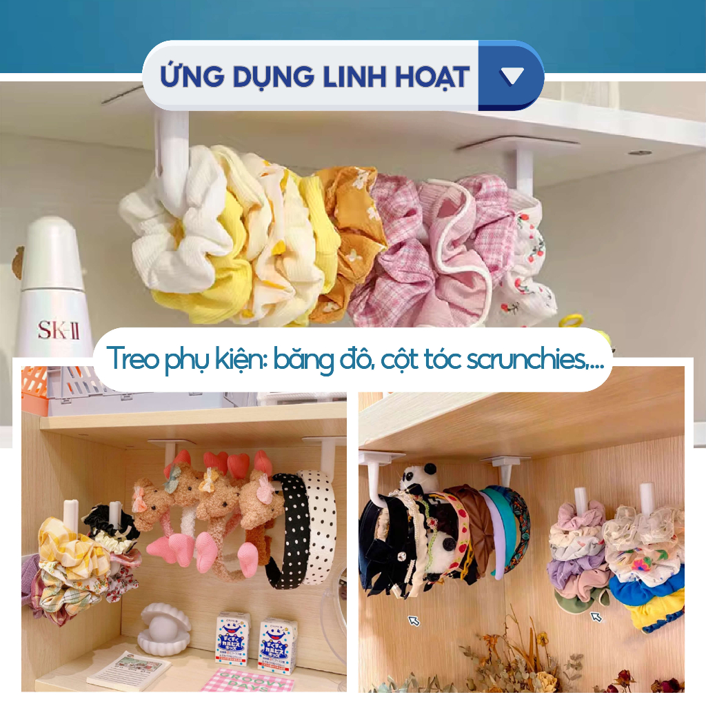 Móc Nhựa Chữ L Dán Tường ABS Treo Đa Năng Túi Xách Giày Dép Kèm Miếng Keo 2 Mặt Siêu Dính