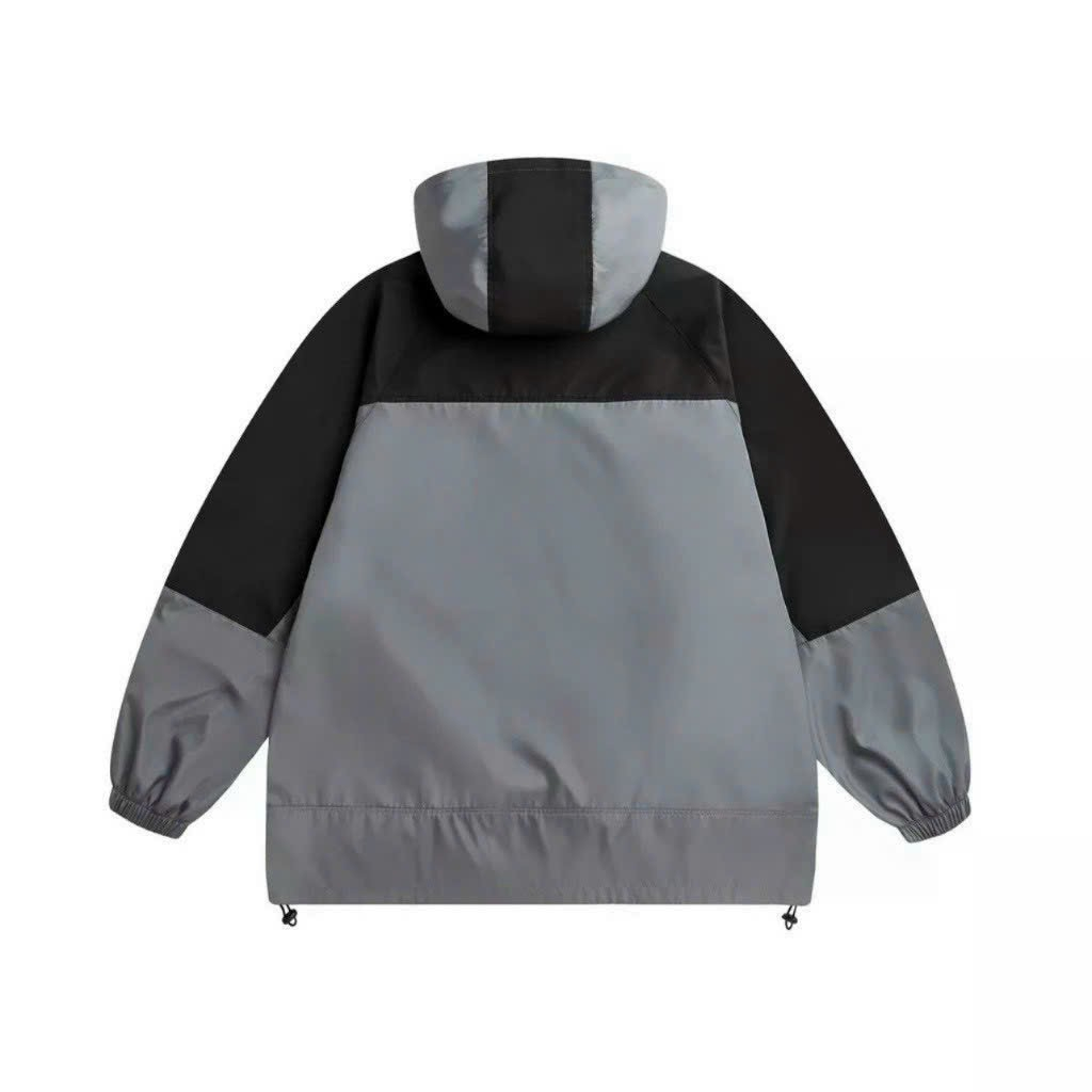 Áo khoác dù nam nữ T-L có nón màu đen xám chất liệu dù gió 2 lớp cao cấp dáng bóng chày. TP