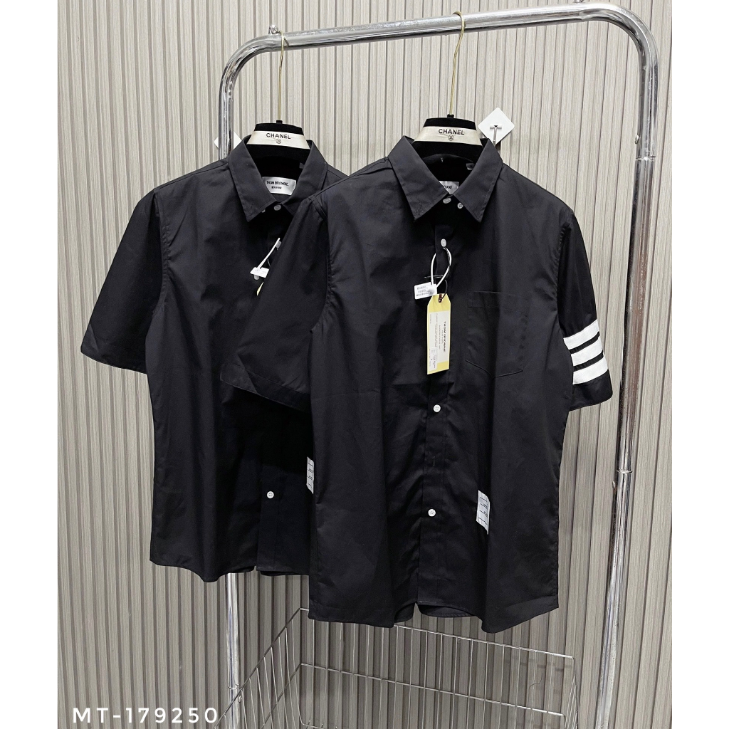 Áo Sơmi Thome Mix Vạch Tay Cổ Cực Chất - Áo Sơmi Nam Nữ Siêu Cấp Vải Tàu