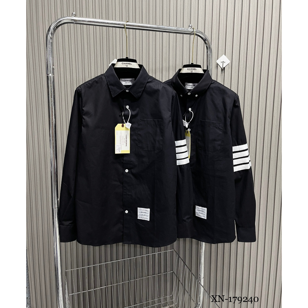 Áo Sơmi Thome Mix Vạch Tay Cổ Cực Chất - Áo Sơmi Nam Nữ Siêu Cấp Vải Tàu