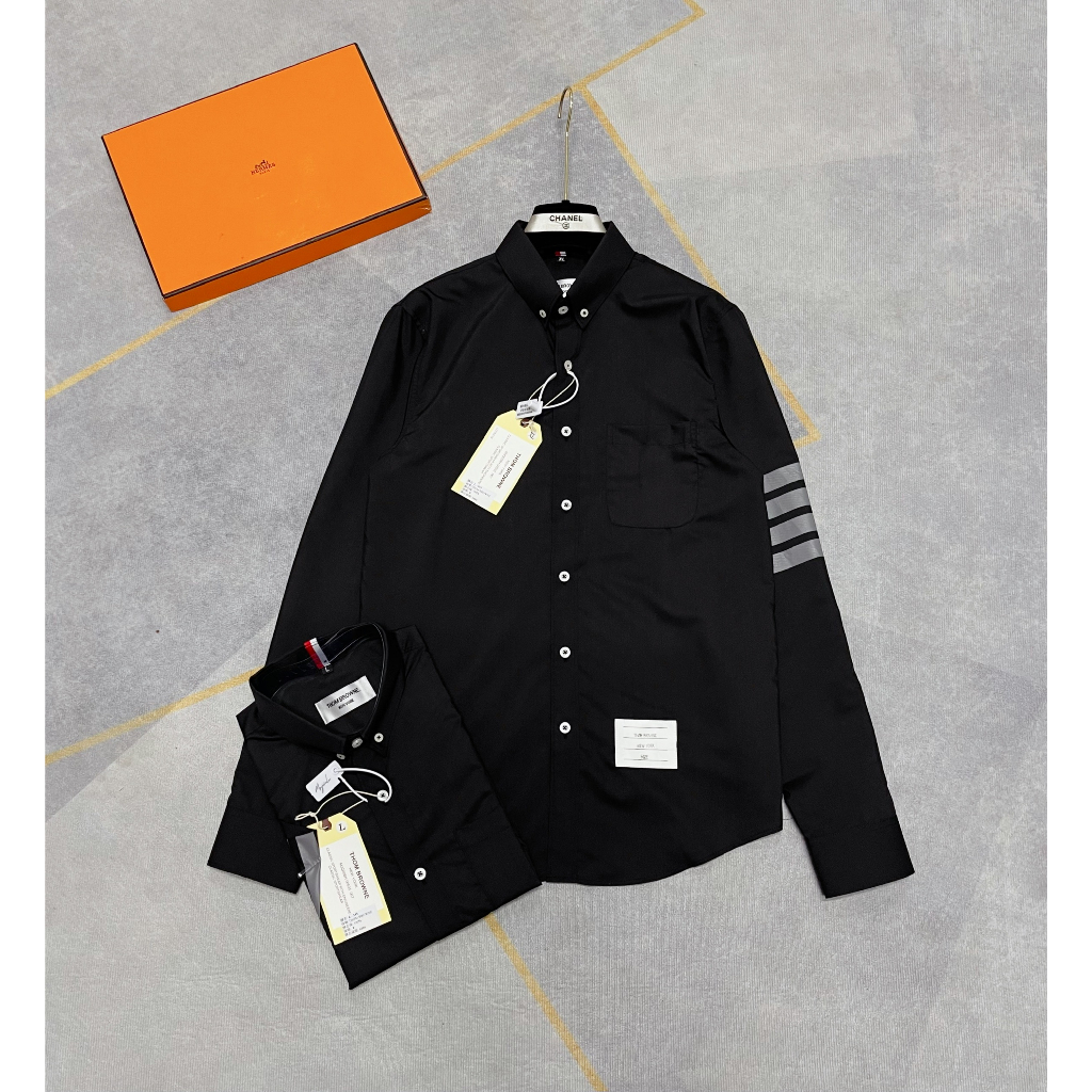 Áo Sơmi Thome Mix Vạch Tay Cổ Cực Chất - Áo Sơmi Nam Nữ Siêu Cấp Vải Tàu