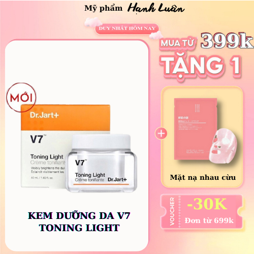 Kem Dưỡng Trắng Da V7 Toning Light Dr.Jart+,cải thiện vùng da bị cháy nắng Làm mờ vết nám, tàn nhang, thâm mụn