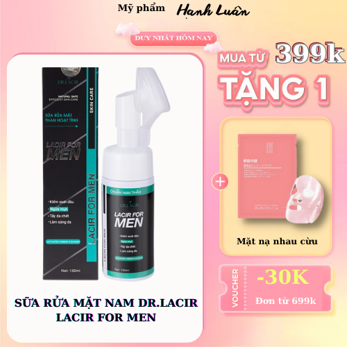 Sữa rửa mặt nam Dr Lacir Lacir For Man dành cho nam công thức than hoạt tính 150ml myphamhanhluan