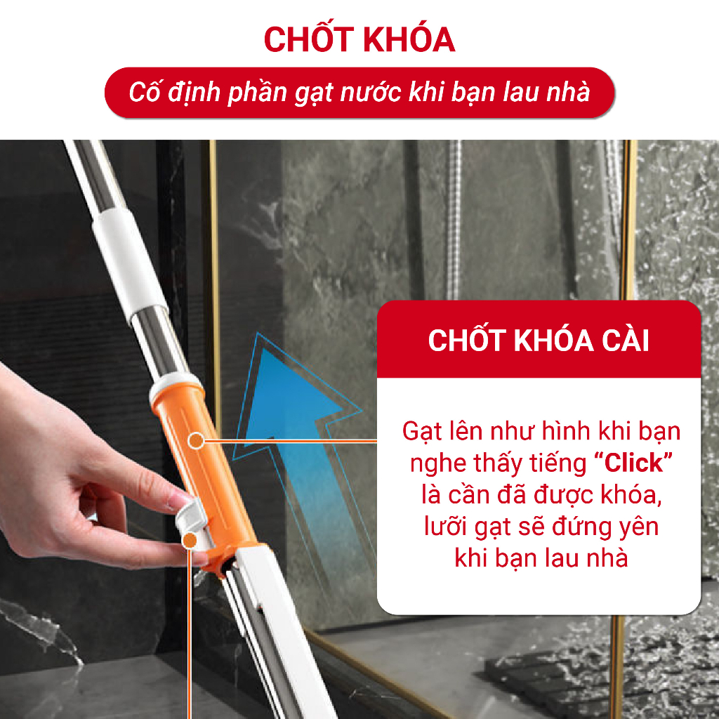 Chổi Lau Nhà Tự Vắt Thông Minh V1-50 Chổi Lau Nhà 360 Độ Bàn Lau To 50cm Có 2 Đầu Gạt Bụi Bẩn