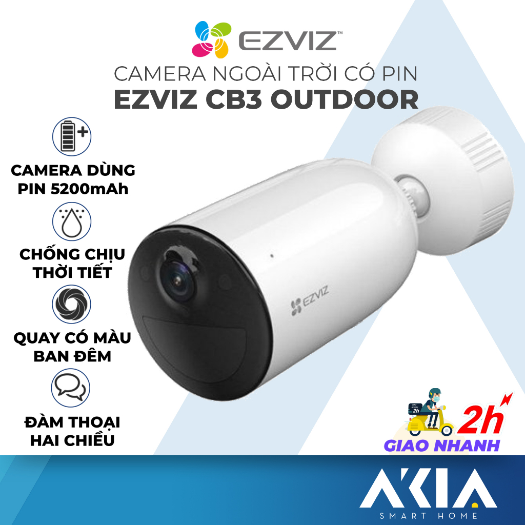 Camera wifi dùng pin Ezviz CB3, đàm thoại 2 chiều, quay màu ban đêm, dùng được pin năng lượng mặt trời, BH 2 năm