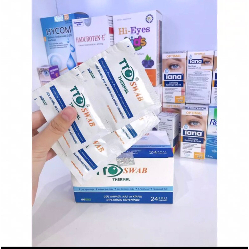 Miếng vệ sinh mắt TTO SWAB giúp vệ sinh bờ mi mắt , hạn chế viêm bờ mi ở các trường hợp mổ mắt, viêm mắt , nối mi