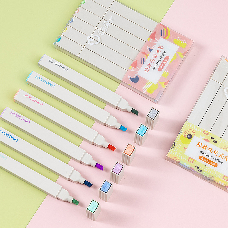 Bút dạ quang 6 màu highlight pastel, bút đánh dấu nhớ dòng cute nhiều màu marker dễ thương DD01