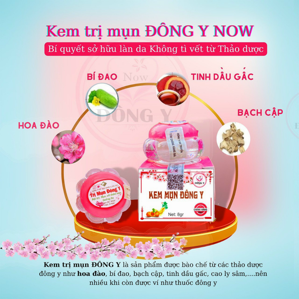 Kem Mụn Đông Y Hoa Đào Sạch Mụn Và Dưỡng Da Trắng Hồng Tự Nhiên [Quà Tặng Kèm]