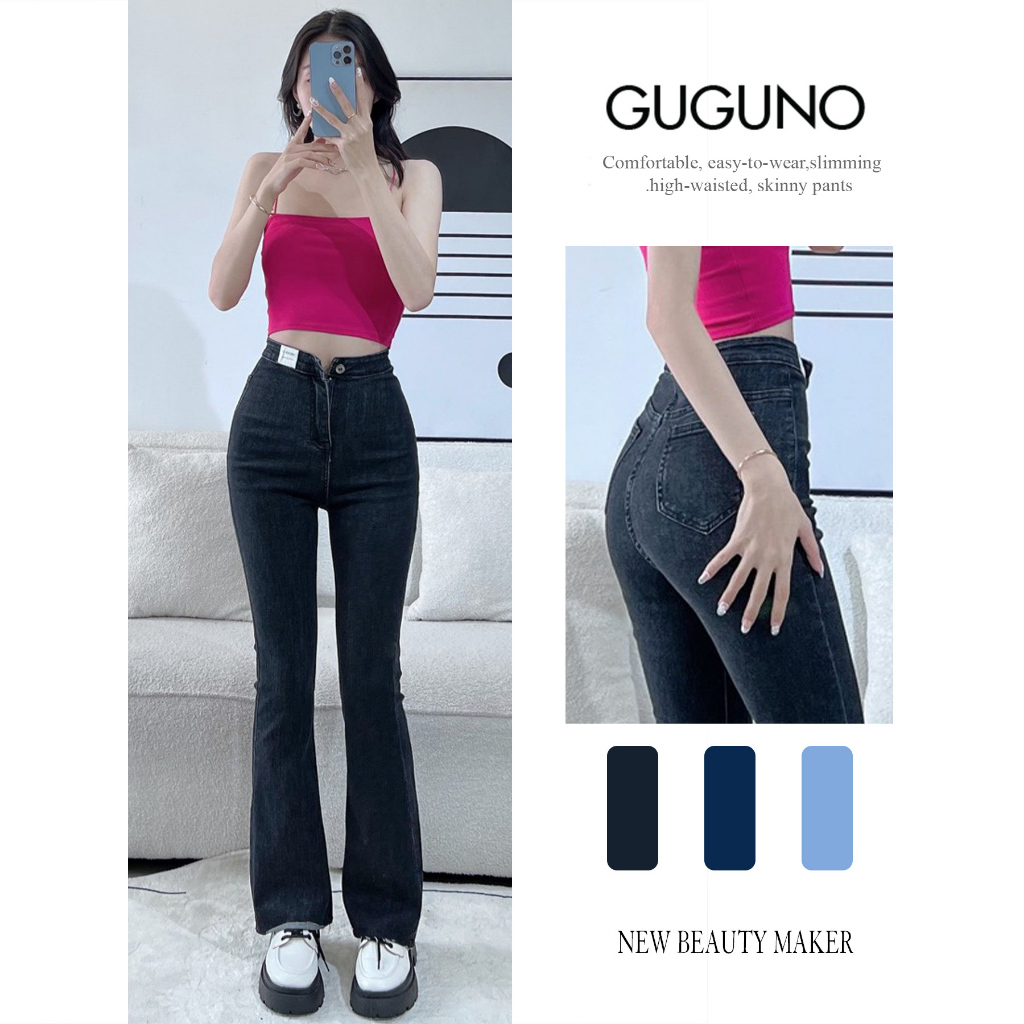 Quần jean nữ ôm ống loe GUGUNO (quần jeans nữ, quần jean nữ, quần rin nữ, quần bò nữ)