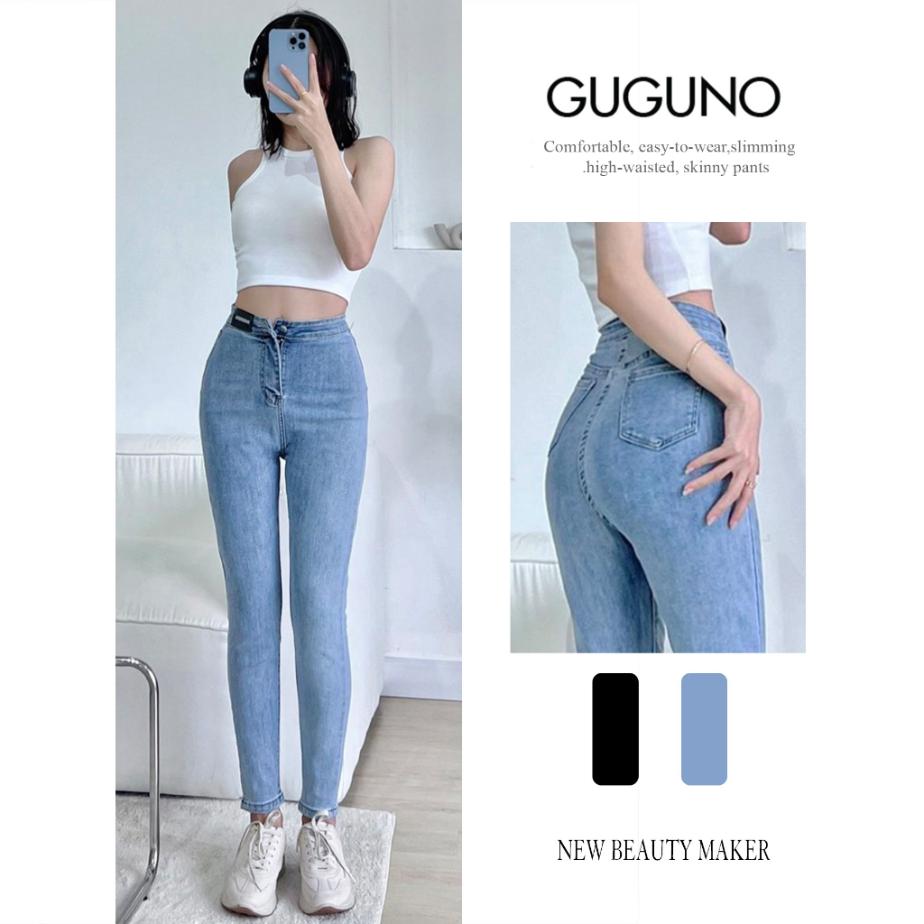 Quần jeans nữ ôm GUGUNO (Mẫu thật) (quần jeans nữ, quần jean nữ, quần rin nữ, quần bò nữ)