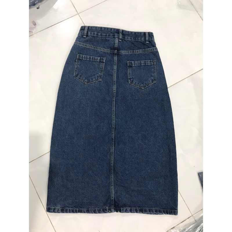 Chân váy jeans 2 túi trước xẻ vạt hot trend#913