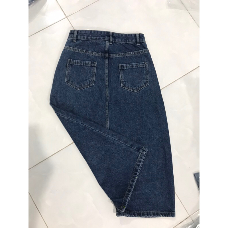 Chân váy jeans 2 túi trước xẻ vạt hot trend#913