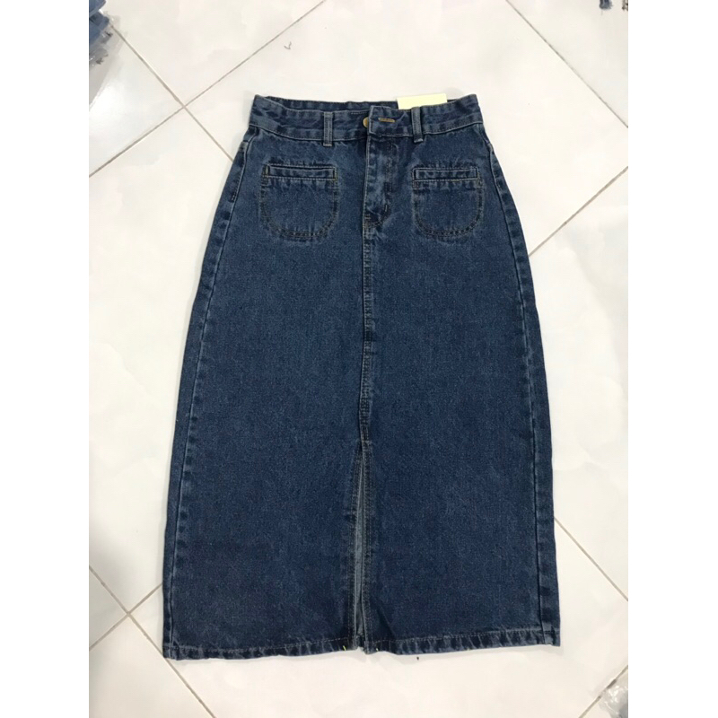 Chân váy jeans 2 túi trước xẻ vạt hot trend#913