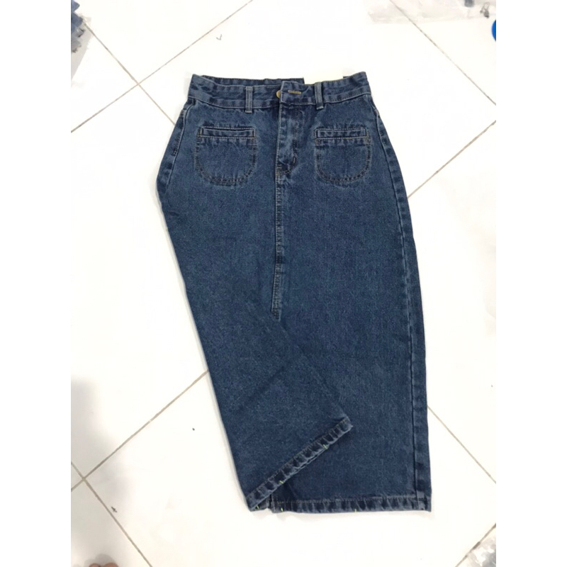 Chân váy jeans 2 túi trước xẻ vạt hot trend#913