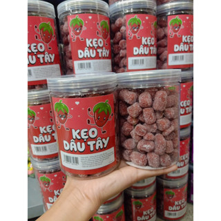 Kẹo dâu tây dẻo ít đường (hũ 400G) Đồ Ăn Vặt Ăn Kiêng, Giảm Cân, Eatclean, Healthy, Keto