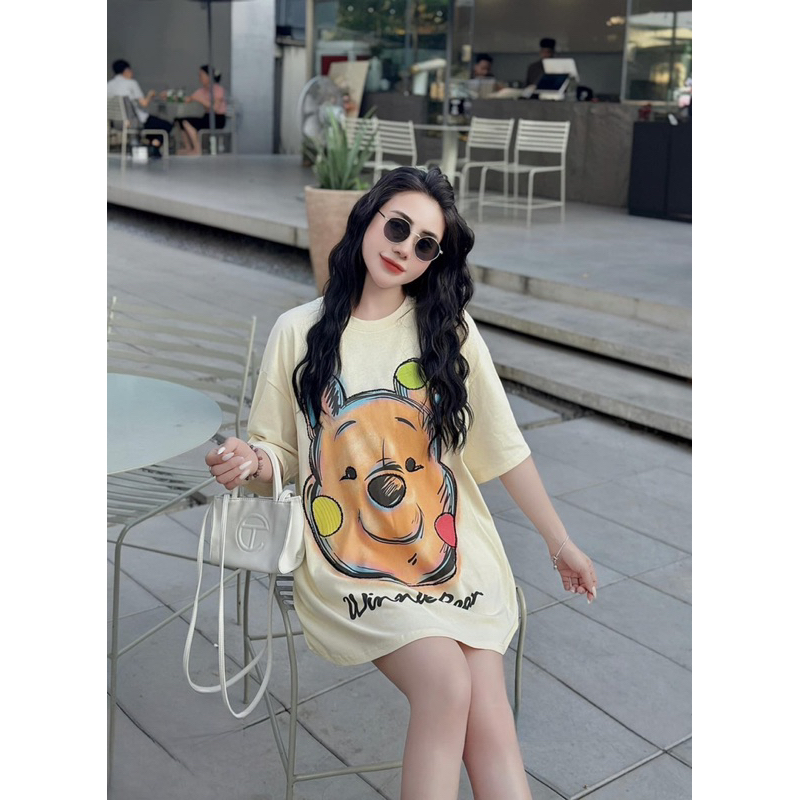 Áo Phông Đầu Gấu Kem QC