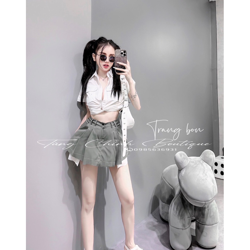 Sét đầm cá tính áo soắn eo chân váy viền nổi hàng chuẩn xịn mẫu mặc