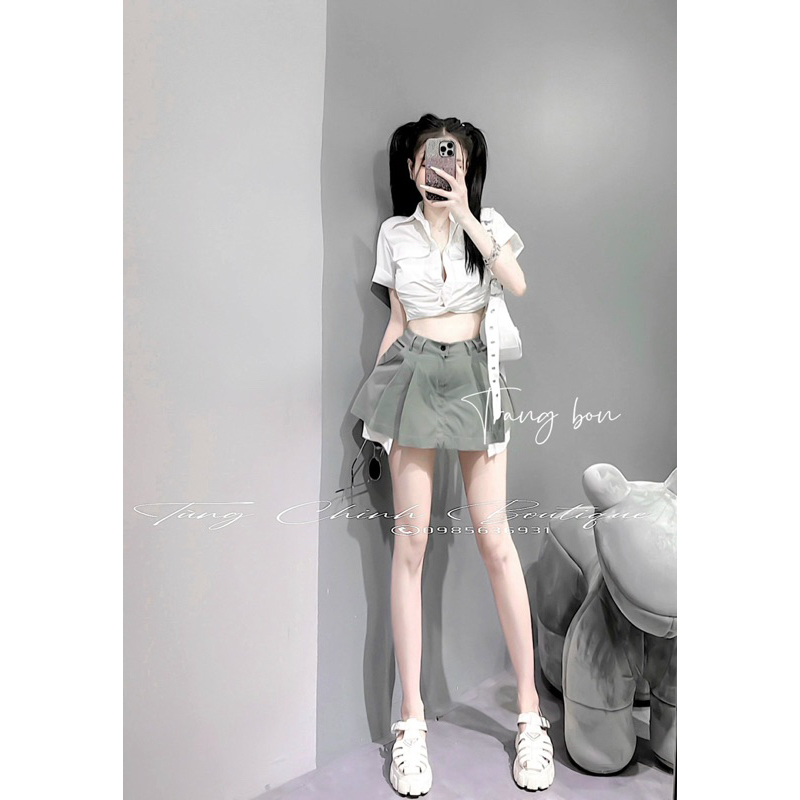 Sét đầm cá tính áo soắn eo chân váy viền nổi hàng chuẩn xịn mẫu mặc