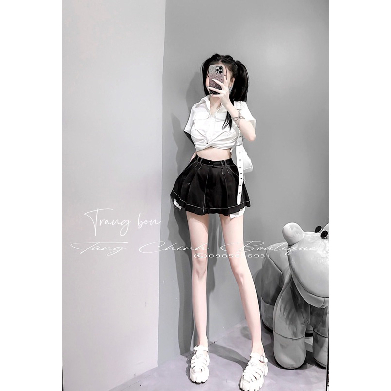 Sét đầm cá tính áo soắn eo chân váy viền nổi hàng chuẩn xịn mẫu mặc