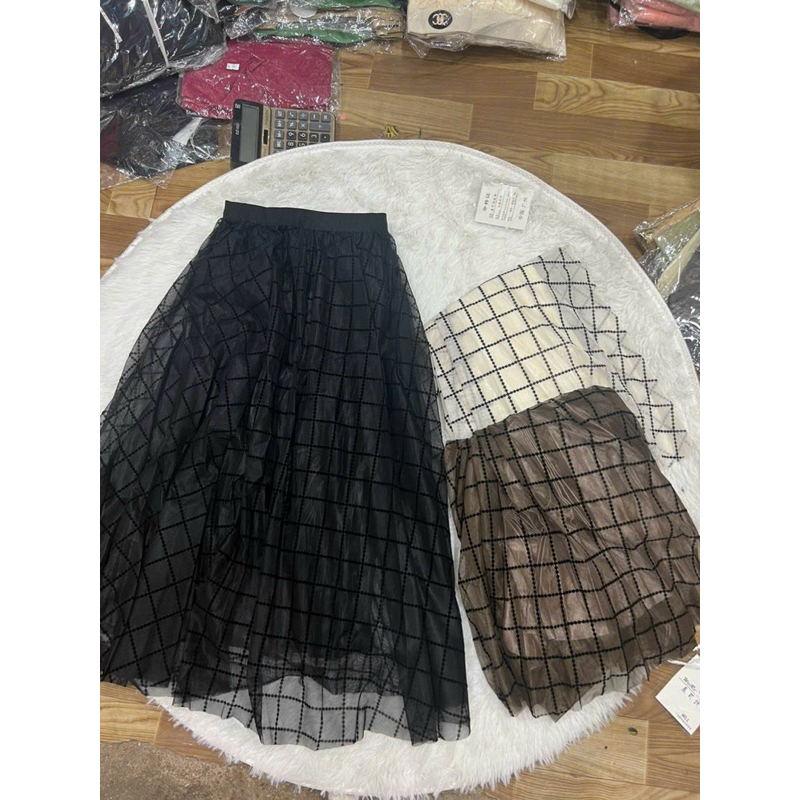 Chân váy kẻ hàng QC mặc được 2 mặt