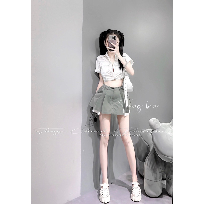 Sét đầm cá tính áo soắn eo chân váy viền nổi hàng chuẩn xịn mẫu mặc