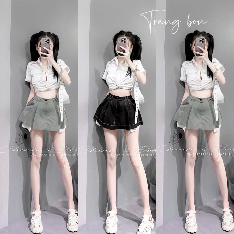 Sét đầm cá tính áo soắn eo chân váy viền nổi hàng chuẩn xịn mẫu mặc