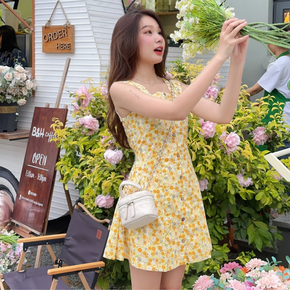 Đầm nữ hoa nhí xòe dún mùa hè dễ thương - Elsie Mini Dress