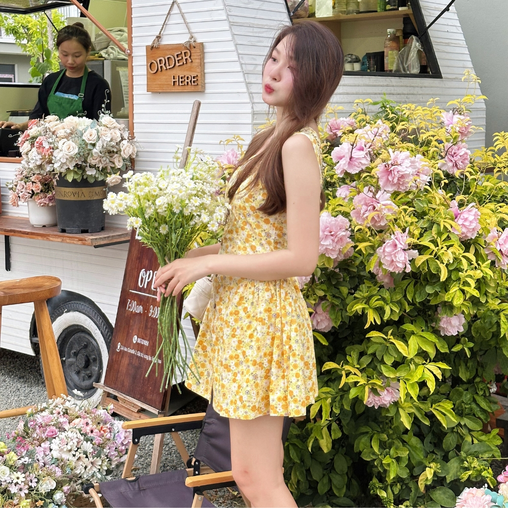 Đầm nữ hoa nhí xòe dún mùa hè dễ thương - Elsie Mini Dress