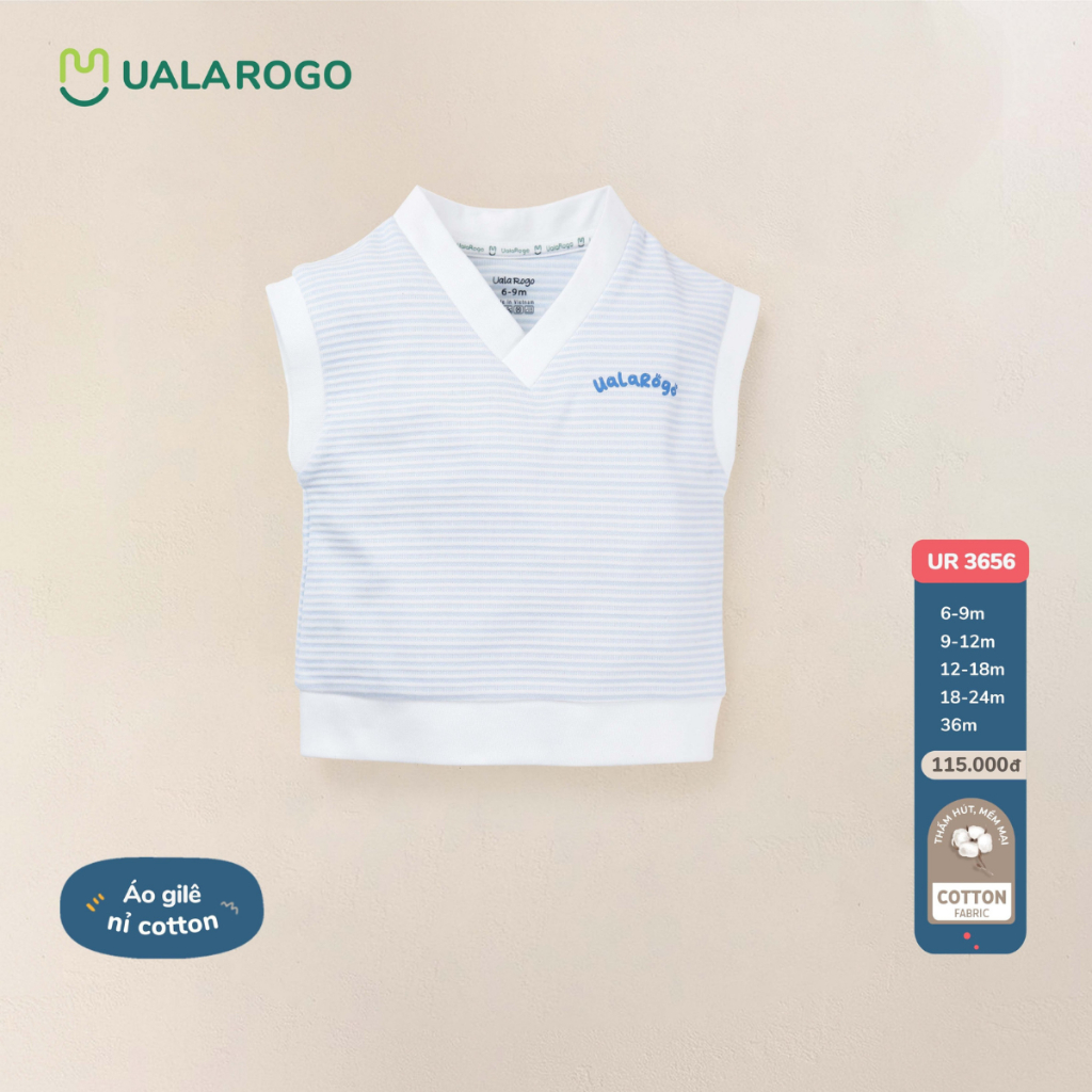 Áo Gile cho bé Ualarogo 6 tháng - 3 tuổi vải Cotton giữ ấm mềm mại thoáng khí đáng yêu 3656