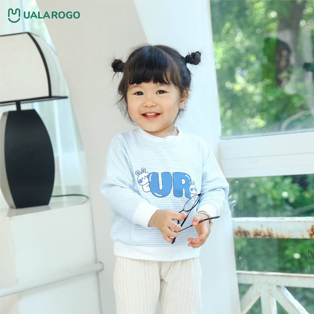 Áo dài tay cho bé Ualarogo 1 - 5 tuổi vải Cotton nỉ giữ ấm mềm mại thấm hút thoáng khi 3657