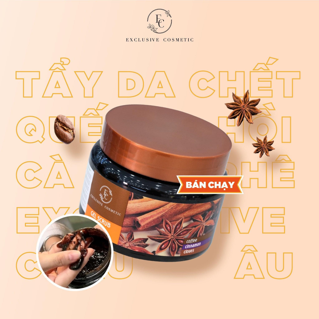 Tẩy da chết toàn thân Exclusive Cosmetic chiết xuất Quế Hồi & Cà Phê