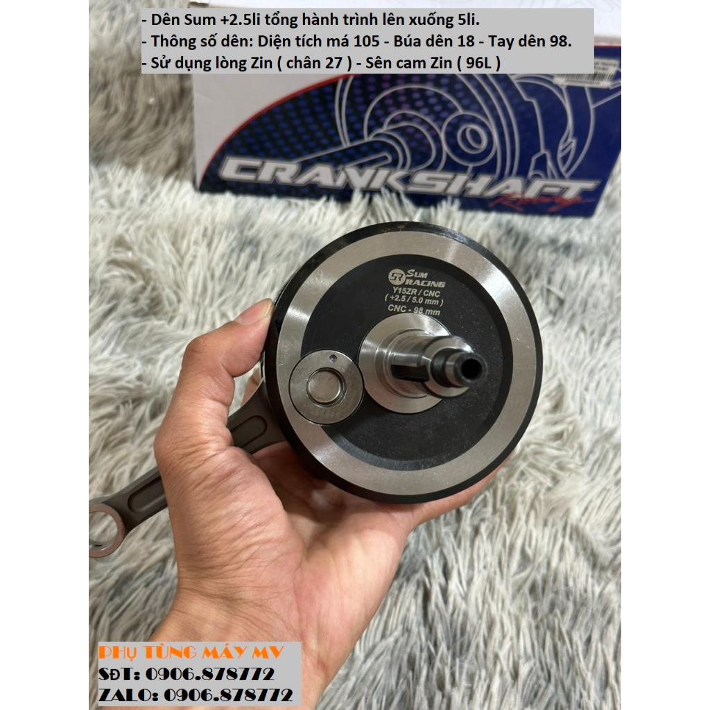 Dên SUM CNC cộng 2.5li tay 98mm dành cho xe Ex135.5s/Ex150